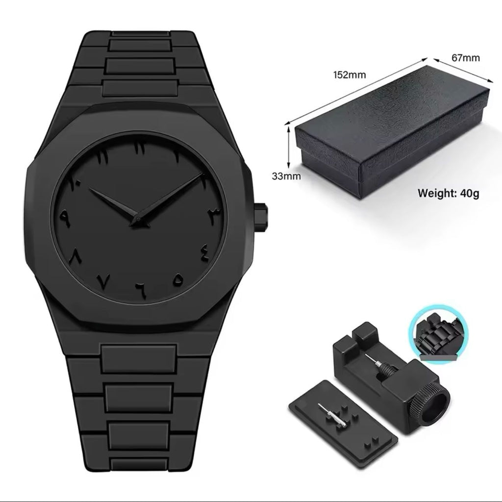 Black Aura Men's Watch with Arabic Numerals