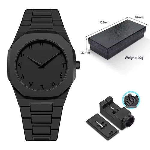 Black Aura Men's Watch with Arabic Numerals