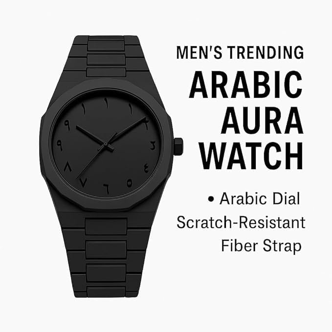 Black Aura Men's Watch with Arabic Numerals