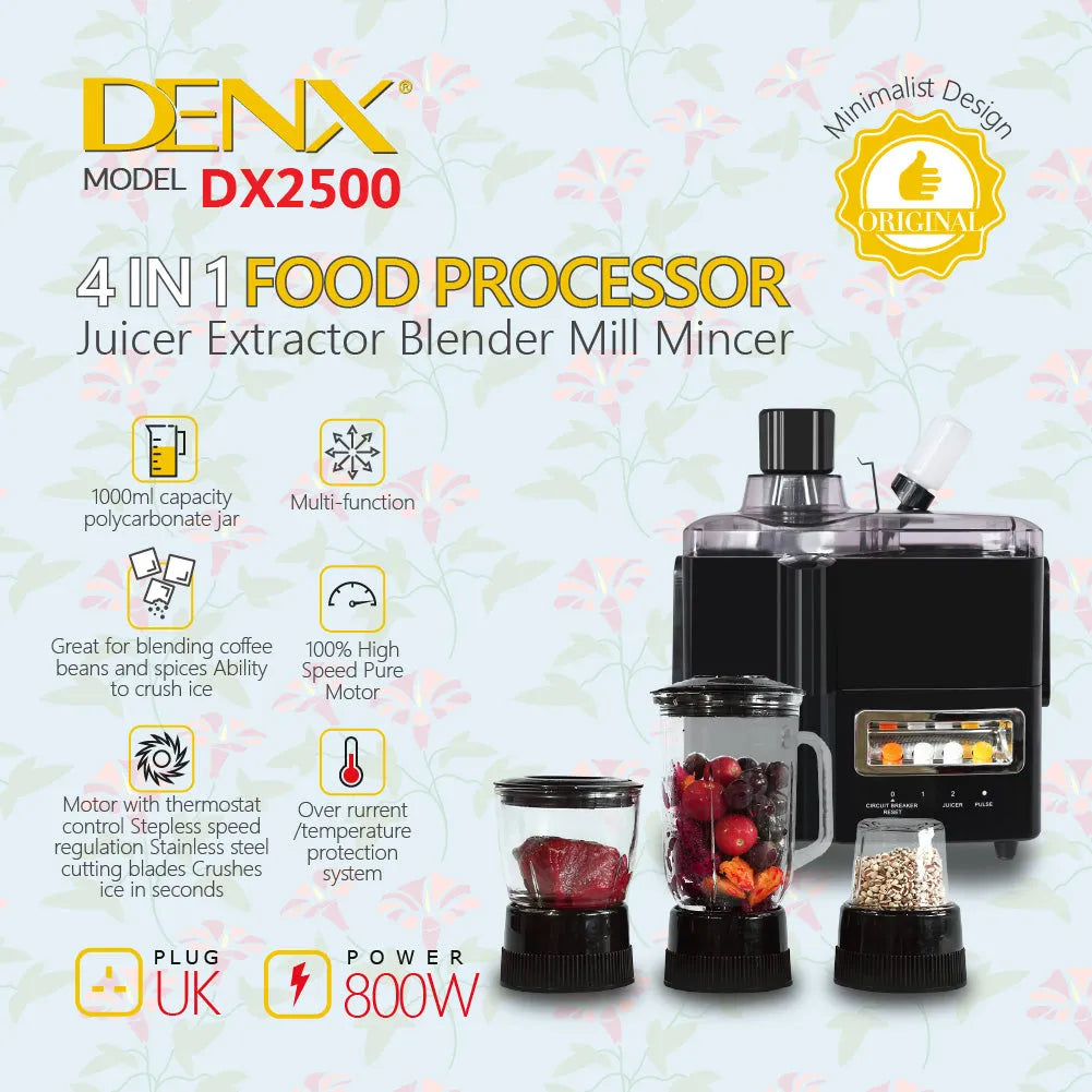 DENX 4 in 1 food processor - 1 Year Warranty