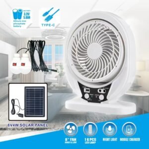 8 in 1 Solar Fan light with Solar Panel and LED Bulb