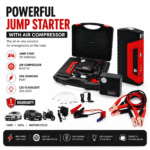 Jump starter with air compressor accessories
