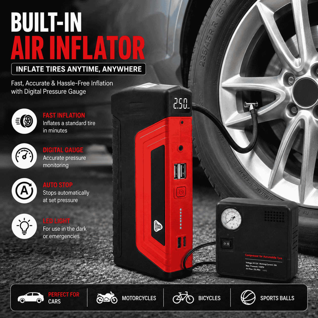 Powerful Jump Starter with Air Compressor | Emiratzon Oman
