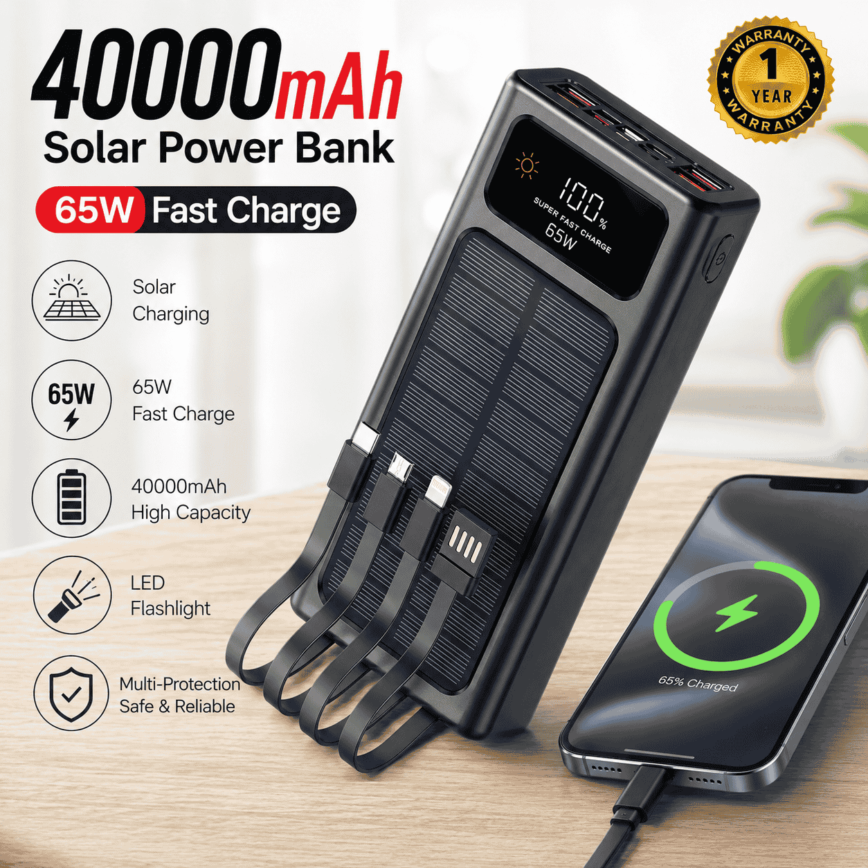40000mAh Solar Power Bank