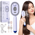 Electric steam hair brush straightener with steam spray and detangling
