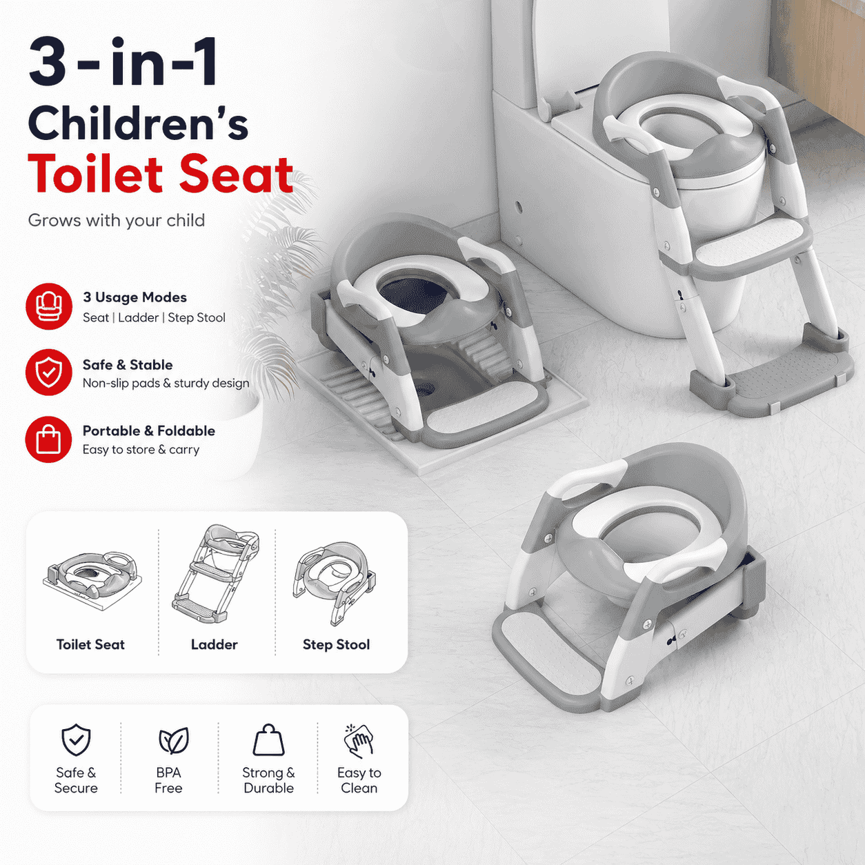 Baby toilet seat with ladder